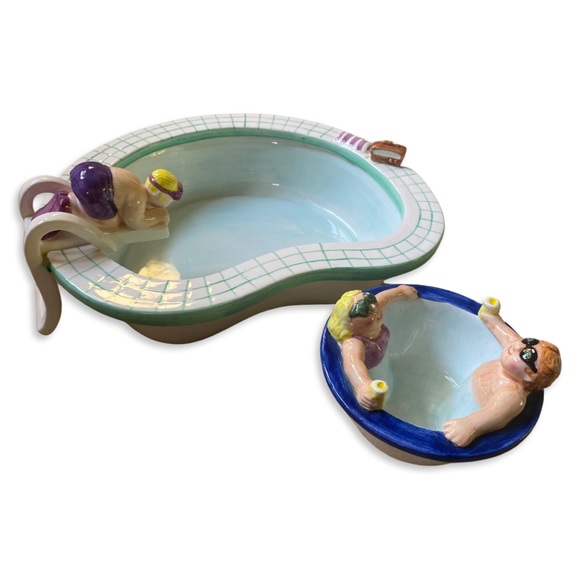 Vintage Dining Vintage 995 Lotus Ceramic Novelty Bowl Swimming Pool